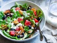 plated greek salad